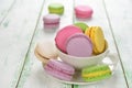 Multicolored macaroon cookies