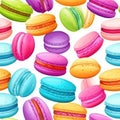 Multicolored Macaroons On White Background . Seamless Background. Generative AI Royalty Free Stock Photo