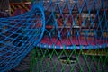 Macro thread webs on a playground