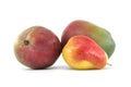 Multicolored mango and pear over white background Royalty Free Stock Photo