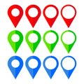 Multicolored Map Pointer Icons on White Background. Vector illustration. EPS 10. Royalty Free Stock Photo