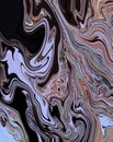 Multicolored marbleÃÂ² abstract texture with dynamic interlaced curved lines on a black background