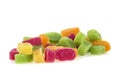 Multicolored marmalade sweets on white background