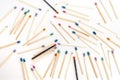 Multicolored matchsticks with faces painted