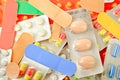 Multicolored medicine pills background Royalty Free Stock Photo