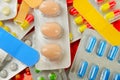 Multicolored medicine pills background Royalty Free Stock Photo
