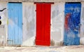 Multicolored mediterranean run-down doors