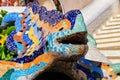 Multicolored mosaic dragon salamander of Gaudi in Park Guell, Barcelona, Spain Royalty Free Stock Photo