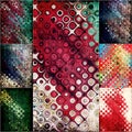 Multicolored mosaic illustration collage of vintge backgrounds retro colors.