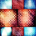 Multicolored mosaic illustration collage of vintge backgrounds retro colors.