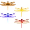 Multicolored mosaic set with dragonflies. isolated.