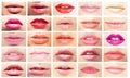 Multicolored Mouths. Set of Women's Lips. Bright Makeup & Cosmetics