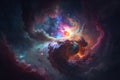 Multicolored mysterious space nebula