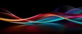 Multicolored neon curve lines on black background, digital glowing energy. Abstract pattern of colored waves of light in dark Royalty Free Stock Photo