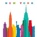 Multicolored new york city. Flat vector illustration Royalty Free Stock Photo