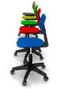 Multicolored office chairs lined up in row Royalty Free Stock Photo