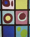 Multicolored painted circles in squares II