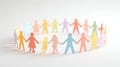 Multicolored paper cutout figures forming a connected community circle, symbolizing diversity, inclusion, and teamwork Royalty Free Stock Photo