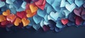 Multicolored Paper Hearts on Blue Background