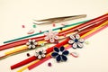 Multicolored paper and paper flowers