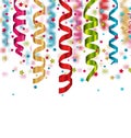 Multicolored paper serpentine and confetti for holiday background