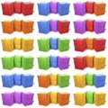 Multicolored paper shopping bags, triples