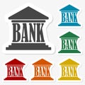 Multicolored paper stickers - Bank icon