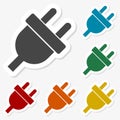 Multicolored paper stickers - Electric plug icon