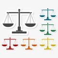 Multicolored paper stickers - Justice scales silhouette Royalty Free Stock Photo