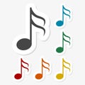 Multicolored paper stickers - Music notes icon Royalty Free Stock Photo