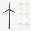 Multicolored paper stickers - Windmill icon Royalty Free Stock Photo