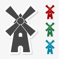 Multicolored paper stickers - Windmill icon Royalty Free Stock Photo