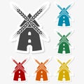 Multicolored paper stickers - Windmill icon Royalty Free Stock Photo