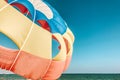 A multi-colored dome of a parachute in the sky as a background Royalty Free Stock Photo