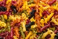 Multicolored pasta variety background Royalty Free Stock Photo