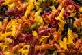 Multicolored pasta variety background Royalty Free Stock Photo