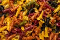 Multicolored pasta variety background Royalty Free Stock Photo