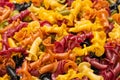 Multicolored pasta variety background Royalty Free Stock Photo