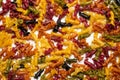 Multicolored pasta variety background Royalty Free Stock Photo