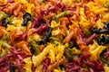 Multicolored pasta variety background Royalty Free Stock Photo