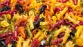 Multicolored pasta variety background Royalty Free Stock Photo