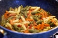 Multicolored pasta with vegetables