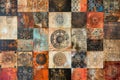 Multicolored patchwork of bohemian pattern tiles