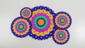 Multicolored pattern mandala on a white background. abstract three-dimensional composition. 3d render illustration Royalty Free Stock Photo