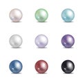 Multicolored pearls. Vector jewellery nacre beads isolated on white background