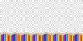 Multicolored pencils border isolated on transparent background