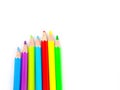 Multicolored pencils with free space for text on white background, Color pencils isolated Royalty Free Stock Photo