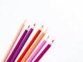 Multicolored pencils with free space for text on white background, Color pencils isolated Royalty Free Stock Photo