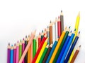 Multicolored pencils with free space for text on white background, Color pencils isolated Royalty Free Stock Photo