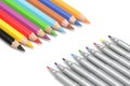 Multicolored pencils and markers Royalty Free Stock Photo